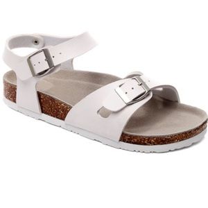 Maibulun White Buckle-Accent Ankle-Strap Sandal Size 37